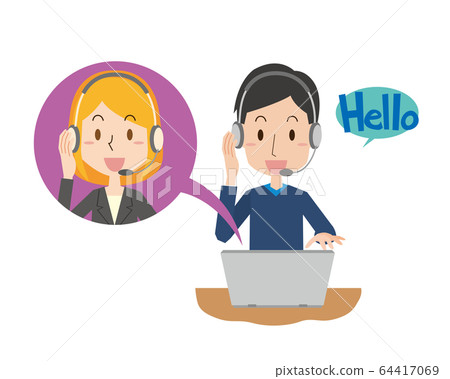 在線英語對話英語男女 插圖素材 圖庫