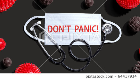 Dont Panic theme with mask and stethoscope Dont Panic theme with mask and stethoscope 64417934
