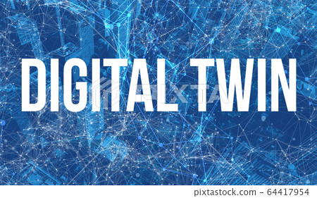 Digital Twin theme with abstract cityscape Digital Twin theme with abstract cityscape 64417954