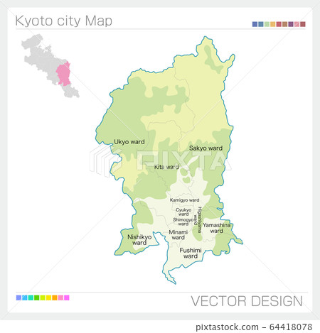 Map of Kyoto-Kyoto city (contour line) 64418078