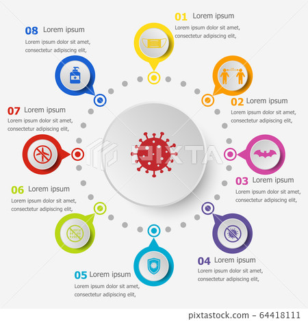 Infographic template with coronavirus icons 64418111