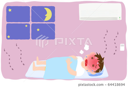 一個男孩在不打開空調的情況下中暑的插圖 一個男孩在不打開空調的情況下中暑的插圖 64418694