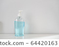 Alcohol antiseptic gel for washing hands on white background 64420163