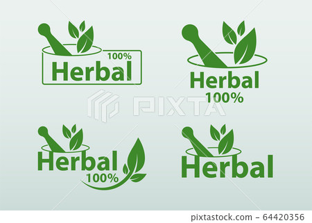 Green Herbal Logo Template Herbal On White Stock Illustration