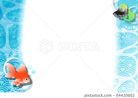 金魚夏季水下背景素材邊框 金魚夏季水下背景素材邊框 64420802