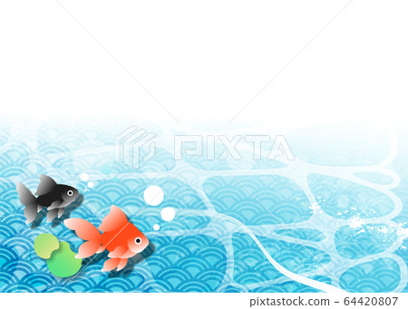 金魚夏季水下背景素材邊框 64420807