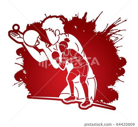 Group of Ping Pong players, Table Tennis players action cartoon sport graphic vector. Group of Ping Pong players, Table Tennis players action cartoon sport graphic vector. 64420809