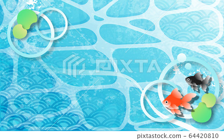 金魚夏季水下背景素材邊框 金魚夏季水下背景素材邊框 64420810