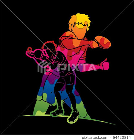 Group of Ping Pong players, Table Tennis players action cartoon sport graphic vector. 64420814
