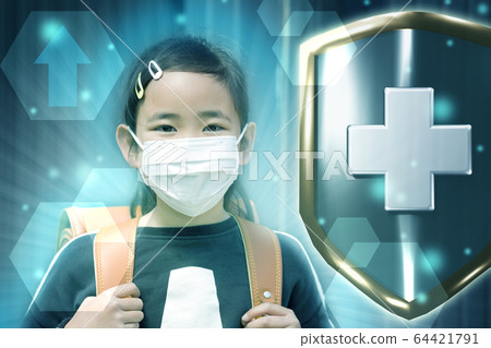 Elementary school students in masks attending school and improving their immunity Elementary school students in masks attending school and improving their immunity 64421791