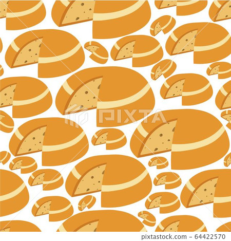 Cheese cut, dairy product portion seamless pattern vector 64422570