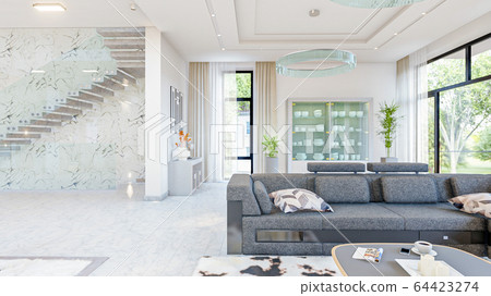 living room interior 3d illustration 64423274