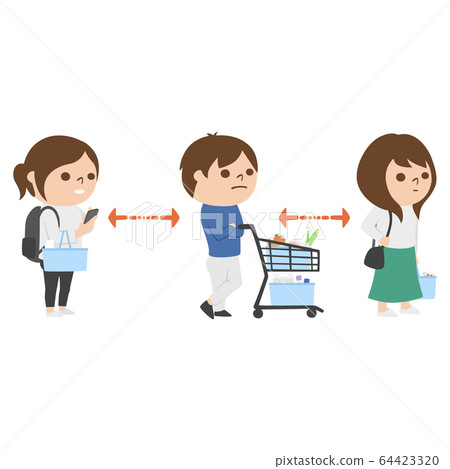 在超市等排隊的人的插圖。 在超市等排隊的人的插圖。 64423320