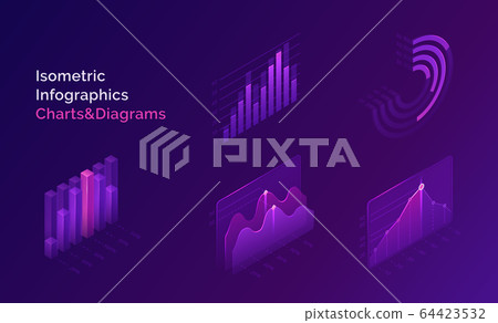 Isometric infographics charts and diagrams set Isometric infographics charts and diagrams set 64423532