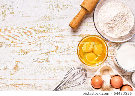 Bakery products -flour, eggs, milk. 64423556