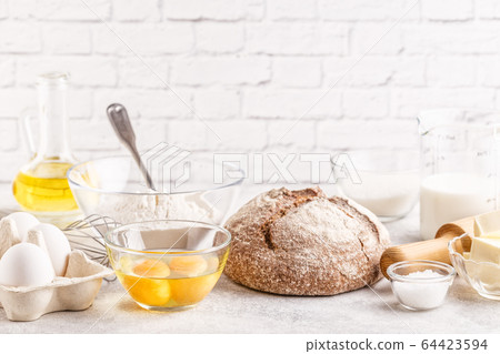 Bakery products -flour, eggs, milk. Bakery products -flour, eggs, milk. 64423594