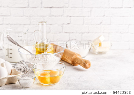 Bakery products -flour, eggs, milk. Bakery products -flour, eggs, milk. 64423598