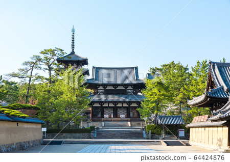 Horyuji Temple precinct scenery Nakamon and five-storied pagoda (Ikaruga Town, Ikoma District, Nara Prefecture) Horyuji Temple precinct scenery Nakamon and five-storied pagoda (Ikaruga Town, Ikoma District, Nara Prefecture) 64424876