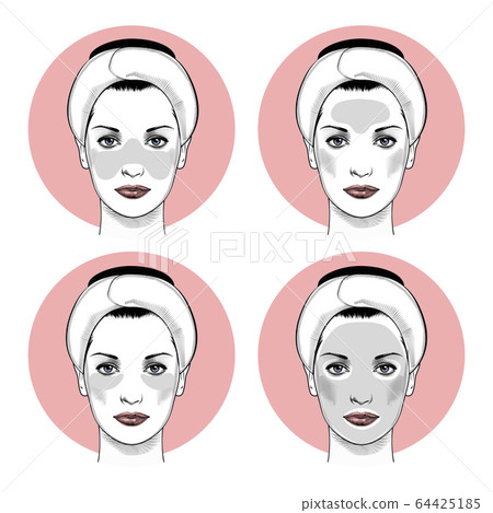 Beautiful woman with Patches instruction smoothing deep wrinkles. Beautiful woman with Patches instruction smoothing deep wrinkles. 64425185