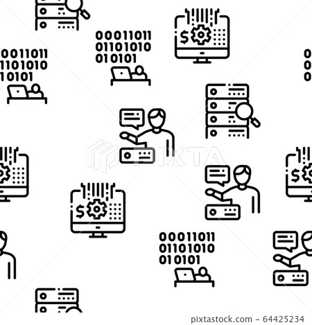 Data Scientist Worker Seamless Pattern Vector 64425234