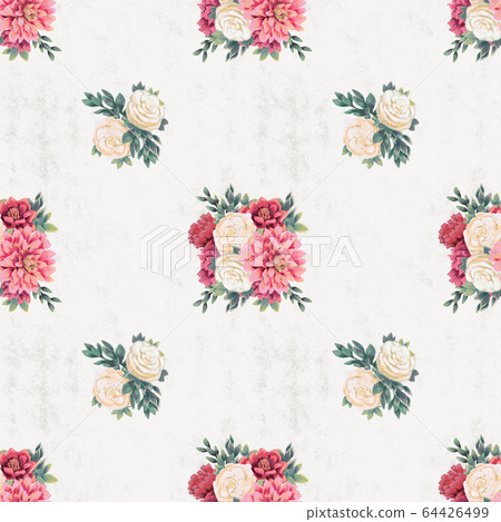 Watercolor floral seamless pattern. Hand painted flowers, greeting card template or wrapping paper Watercolor floral seamless pattern. Hand painted flowers, greeting card template or wrapping paper 64426499