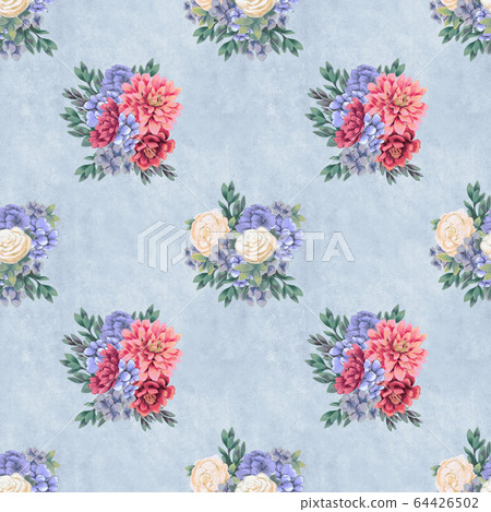 Watercolor floral seamless pattern. Hand painted flowers, greeting card template or wrapping paper Watercolor floral seamless pattern. Hand painted flowers, greeting card template or wrapping paper 64426502