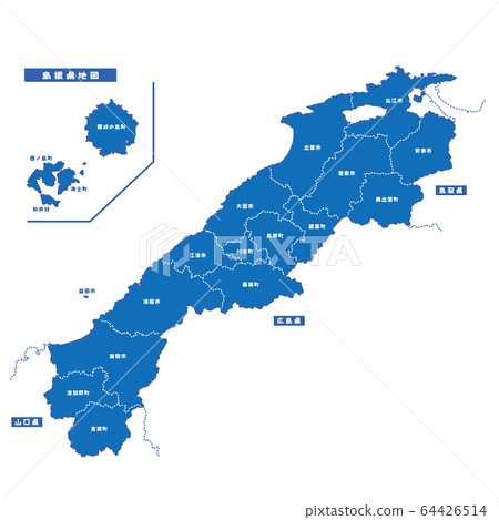 Shimane Prefecture Map Simple Blue City 64426514
