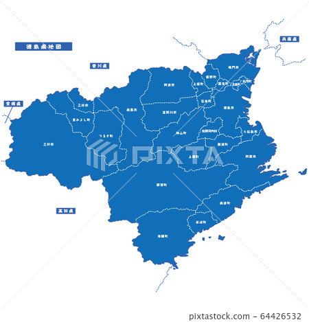 Tokushima Prefecture Map Simple Blue City 64426532
