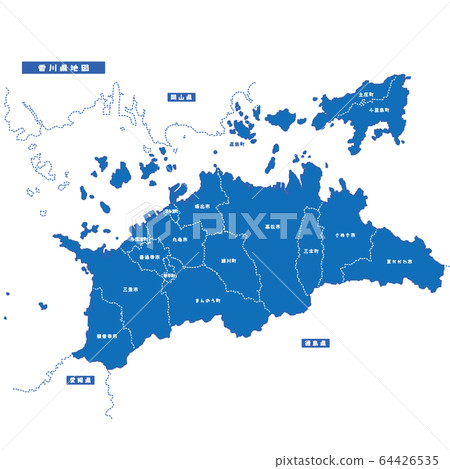 Kagawa Prefecture Map Simple Blue City 64426535