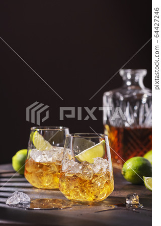 Cuban strong rum with ice and lime Cuban strong rum with ice and lime 64427246