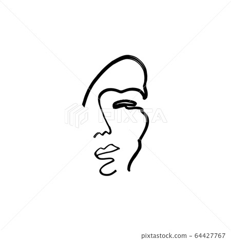 Simple hand drawn black and white trendy line portrait faces art. Color print for clothes, textile and other. Vector illustration, EPS Simple hand drawn black and white trendy line portrait faces art. Color print for clothes, textile and other. Vector illustration, EPS 64427767
