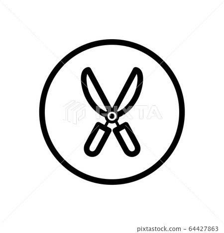 Gardening shears. Outline icon in a circle. Tool Gardening shears. Outline icon in a circle. Tool 64427863