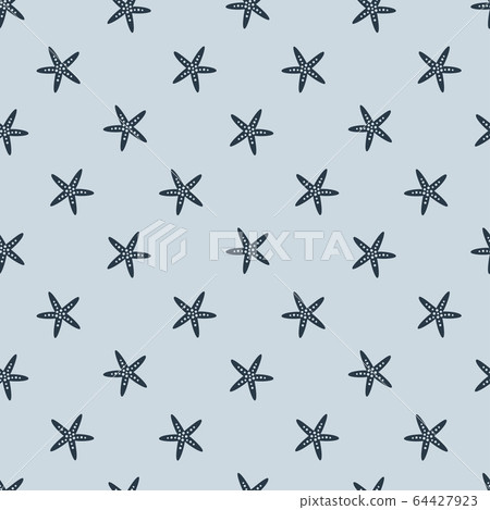 cartoon seamless starfish pattern on blue 64427923
