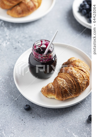 croissant and blueberry jam croissant and blueberry jam 64428064