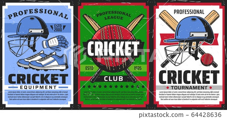 Cricket sport game equipment posters Cricket sport game equipment posters 64428636