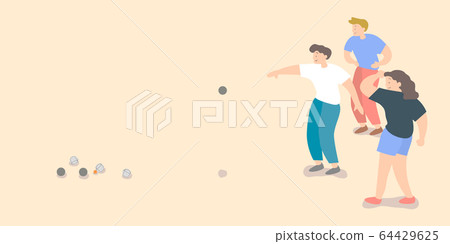 Men and women playing petanque 64429625