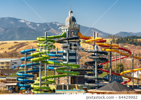 Colorful water slides Colorful water slides 64429982