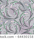 Hand drawn oak leaves vector seamless pattern. Abstract leaf nature background 64430158