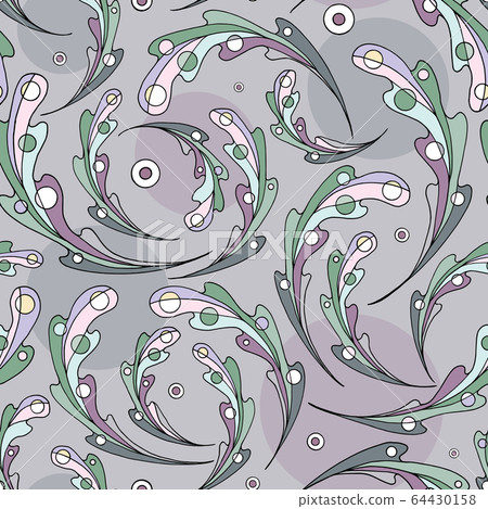 Hand drawn oak leaves vector seamless pattern. Abstract leaf nature background Hand drawn oak leaves vector seamless pattern. Abstract leaf nature background 64430158