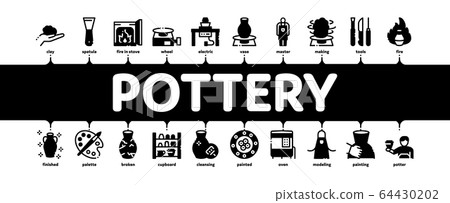 Pottery And Ceramics Minimal Infographic Banner Vector Pottery And Ceramics Minimal Infographic Banner Vector 64430202