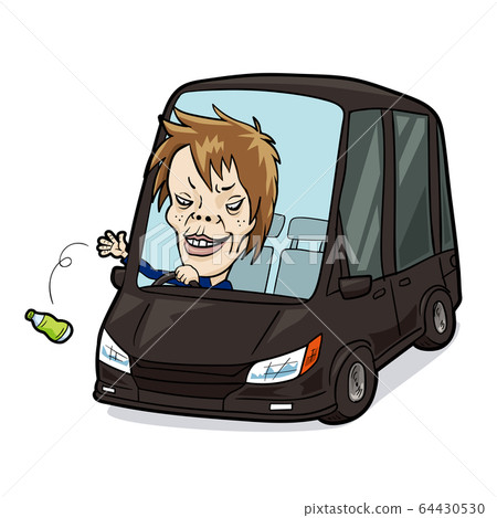 Illustration: Young man littering from car 64430530