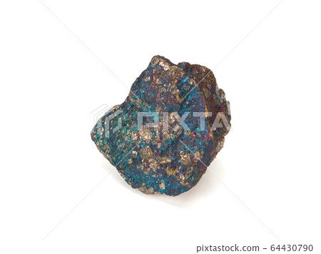 Natural Pyrite on white background 64430790