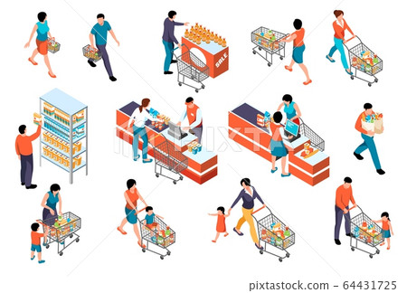 Isometric Supermarket People Set 64431725