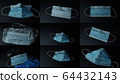Set of 9 simple medical mask. 64432143