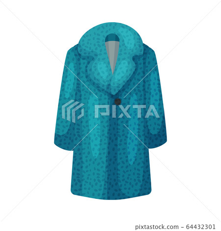 Blue Coat with Collar and Long Sleeves as Womenswear Vector Illustration 64432301