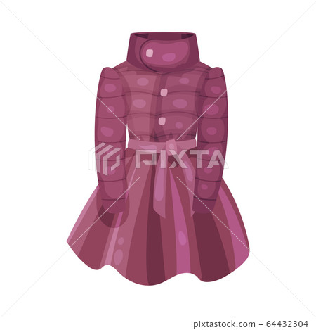 Bright Coat with Collar and Belt as Womenswear Vector Illustration 64432304