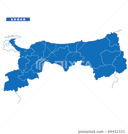 鳥取縣地圖簡單的藍色城市 64432331