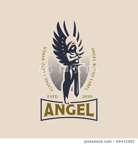 Woman angel with a sword in her hands. Woman angel with a sword in her hands. 64432992
