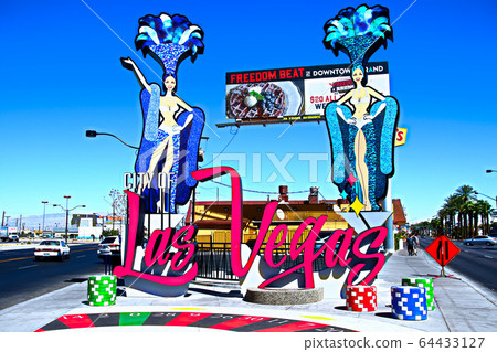 新拉斯維加斯著名的市中心新門標誌 64433127