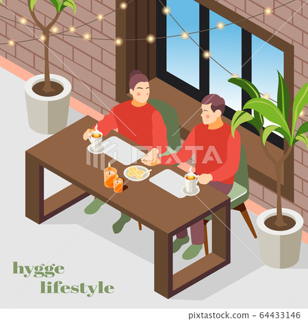 Hygge Lifestyle Isometric Background Hygge Lifestyle Isometric Background 64433146